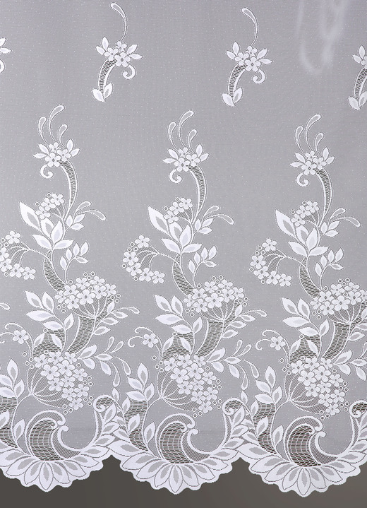 Klassisch - Blumenfenster-Store, in Größe 136 (H105xB300 cm) bis 174 (H160xB600 cm), in Farbe WEISS Ansicht 2