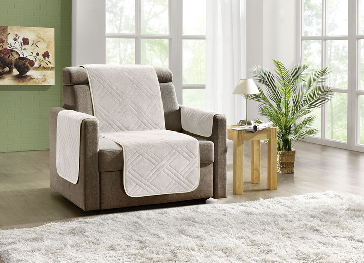 Sessel- & Sofaüberwürfe - Kuschelweiche Wohnaccessoires mit Bandeinfassung Ansicht 8 Sessel- & Sofaüberwürfe - Kuschelweiche Wohnaccessoires mit Bandeinfassung, in Größe 101 (Sesselschoner, 45x150 cm) bis 865 (2x Armlehnenschoner, 45x 70 cm), in Farbe BEIGE Ansicht 8