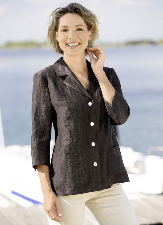 - Kurzblazer mit 3/4 Arm, in Größe 036 bis 052, in Farbe BRAUN