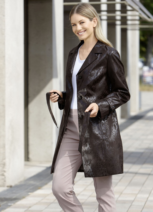 Lang - Kurzmantel mit Gürtel, in Größe 036 bis 052, in Farbe SCHOKO Ansicht 2