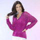 Pullover & Strickmode - Pullover aus hochwertigem Glanzeffektgarn – Farbe FUCHSIA MELIERT – Ansicht 2 Pullover & Strickmode - Pullover aus hochwertigem Glanzeffektgarn, in Größe L(44/46) bis XS(32/34), in Farbe HELLBLAU MELIERT – Farbe FUCHSIA MELIERT – Ansicht 2