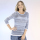 3/4-Arm - Pullover in leichter Transparenz, in Größe 036 bis 052, in Farbe MARINE-BLEU-WEISS – Farbe MARINE-BLEU-WEISS – Ansicht 1