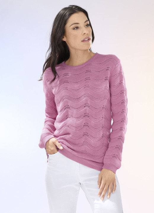 Langarm - Pullover im Mustermix, in Größe L(44/46) bis XS(32/34), in Farbe ROSA Ansicht 2