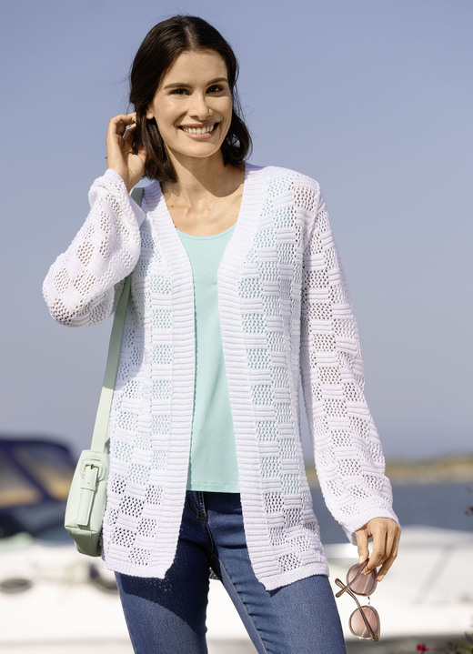 Strickjacken - Strickjacke mit dezentem Glanz, in Größe L(44/46) bis XL(48/50), in Farbe ECRU Ansicht 2