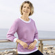 3/4-Arm - Pullover in Strickmix – Farbe WEISS-BEERE 3/4-Arm - Pullover in Strickmix, in Größe 036 bis 052, in Farbe WEISS-BEERE