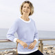 3/4-Arm - Pullover in Strickmix – Farbe WEISS-BLEU 3/4-Arm - Pullover in Strickmix, in Größe 036 bis 052, in Farbe WEISS-BEERE