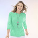 3/4-Arm - Pullover mit feinem Mustermix – Farbe MINT – Ansicht 2 3/4-Arm - Pullover mit feinem Mustermix, in Größe 036 bis 052, in Farbe PINK – Farbe MINT – Ansicht 2