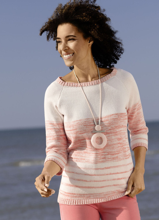 SALE - Pullover mit nachhaltig recycelter Baumwolle, in Größe 036 bis 052, in Farbe APRICOT-ECRU-MELIERT Ansicht 2