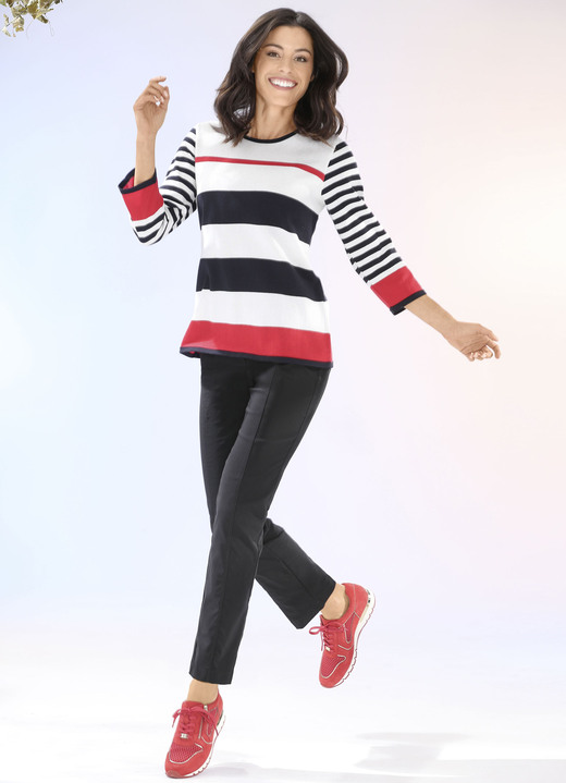 3/4-Arm - Pullover mit weichem Griff Ansicht 4 3/4-Arm - Pullover mit weichem Griff, in Größe 036 bis 052, in Farbe ECRU-SCHWARZ-ROT Ansicht 4