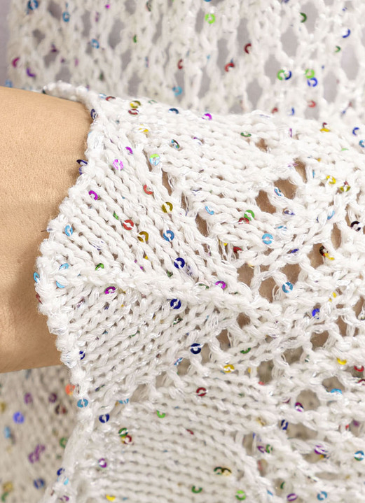 Pullover & Strickmode - Strickjacke aus Paillettengarn Ansicht 3 Pullover & Strickmode - Strickjacke aus Paillettengarn, in Größe 036 bis 052, in Farbe WEISS-MULTICOLOR Ansicht 3