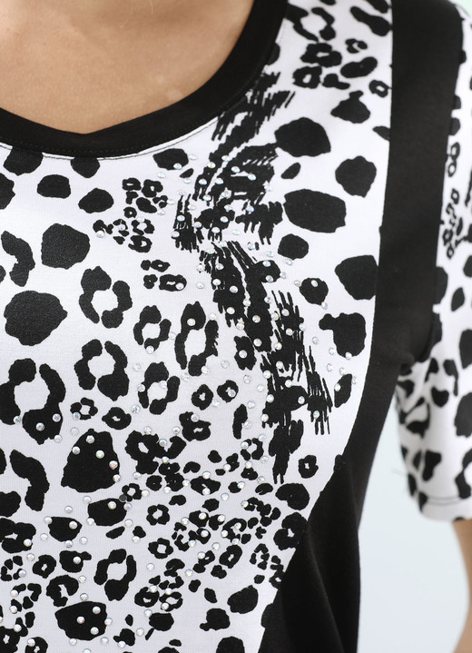 - Ausgefallenes Shirt im Mustermix, in Größe 036 bis 052, in Farbe SCHWARZ-ECRU Ansicht 3