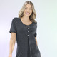 Kurzarm - Longshirt mit dezentem Allover-Druck in 2 Farben – Farbe SCHWARZ-SILBER – Ansicht 1 Kurzarm - Longshirt mit dezentem Allover-Druck in 2 Farben, in Größe 036 bis 052, in Farbe SCHWARZ-SILBER – Farbe SCHWARZ-SILBER – Ansicht 1
