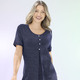 Kurzarm - Longshirt mit dezentem Allover-Druck in 2 Farben – Farbe MARINE-SILBER – Ansicht 1 Kurzarm - Longshirt mit dezentem Allover-Druck in 2 Farben, in Größe 036 bis 052, in Farbe SCHWARZ-SILBER – Farbe MARINE-SILBER – Ansicht 1