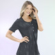 Kurzarm - Longshirt mit dezentem Allover-Druck in 2 Farben – Farbe SCHWARZ-SILBER – Ansicht 2 Kurzarm - Longshirt mit dezentem Allover-Druck in 2 Farben, in Größe 036 bis 052, in Farbe SCHWARZ-SILBER – Farbe SCHWARZ-SILBER – Ansicht 2