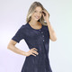 Kurzarm - Longshirt mit dezentem Allover-Druck in 2 Farben – Farbe MARINE-SILBER – Ansicht 2 Kurzarm - Longshirt mit dezentem Allover-Druck in 2 Farben, in Größe 036 bis 052, in Farbe SCHWARZ-SILBER – Farbe MARINE-SILBER – Ansicht 2