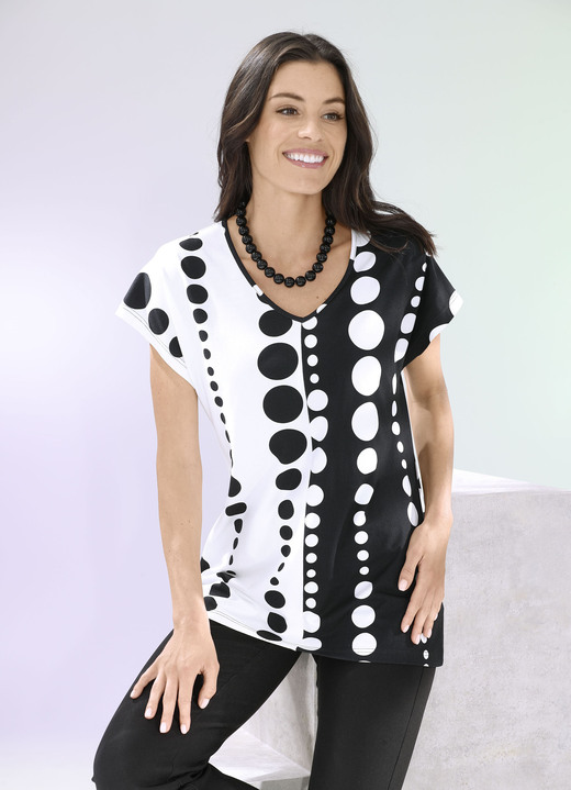 Shirts - Shirt mit Teilungsnaht, in Größe 036 bis 048, in Farbe ECRU-SCHWARZ