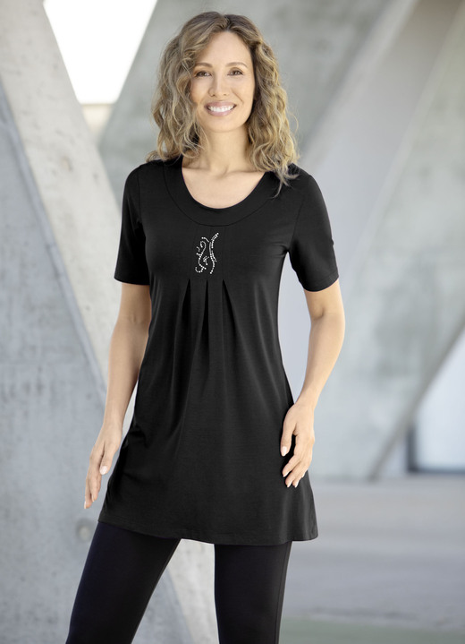 Longshirts - Geschmackvolles Longshirt in 2 Farben Longshirts - Geschmackvolles Longshirt in 2 Farben, in Größe 038 bis 054, in Farbe SCHWARZ