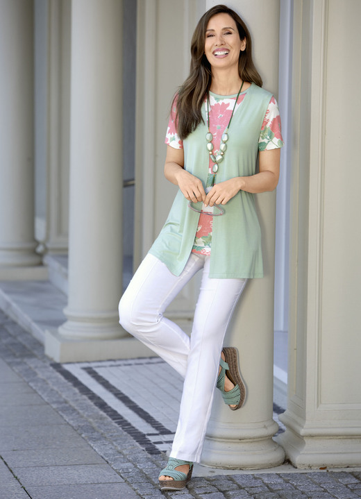 Shirts - 2-teilges Set in verschlussloser Form, in Größe 040 bis 054, in Farbe GRÜN-LACHS-ECRU Ansicht 3