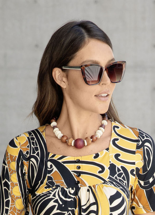 Halsketten - Halskette mit Holzkugeln nach Verlauf, in Farbe BRAUN-CREME Ansicht 2