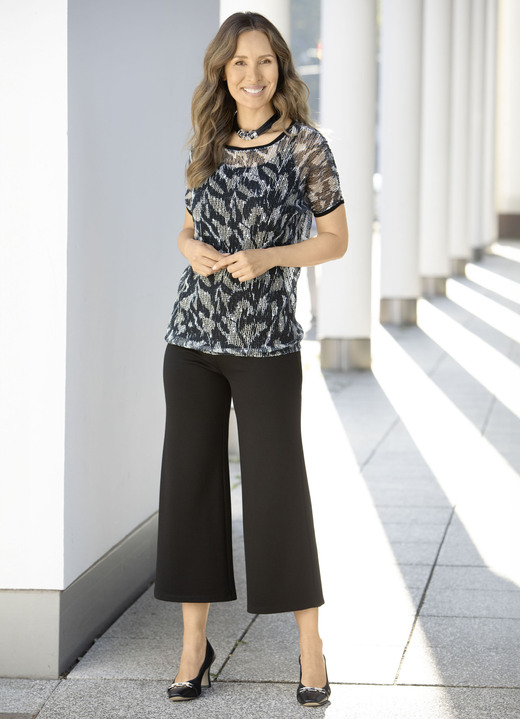 Hosen in Schlupfform - Culotte mit Zierknöpfen, in Größe 018 bis 052, in Farbe SCHWARZ Ansicht 5