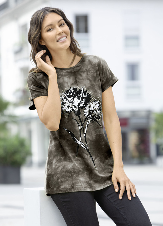 Shirts - Shirt in Batik-Optik in 2 Farben, in Größe 038 bis 054, in Farbe KIWI BATIK Ansicht 4