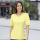 Kurzarm - Shirt mit eingefassten, kurzen Ärmeln in 3 Farben, in Größe 036 bis 052, in Farbe MARINE – Farbe GELB – Ansicht 1