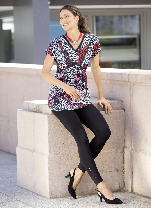 - Leggings mit edel glänzendem Ziermotiv, in Größe 034 bis 054, in Farbe SCHWARZ Ansicht 3