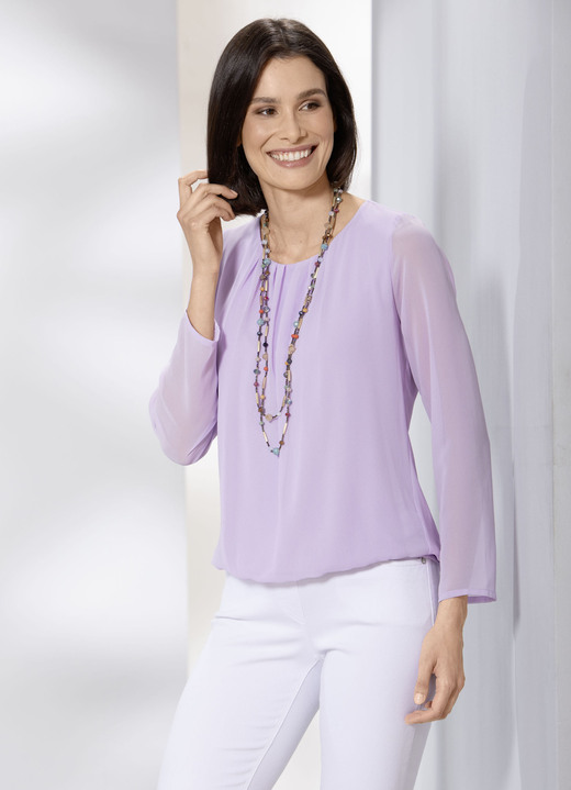 Langarm - Unifarbene Tunika, in Größe 036 bis 052, in Farbe MARINE Ansicht 2