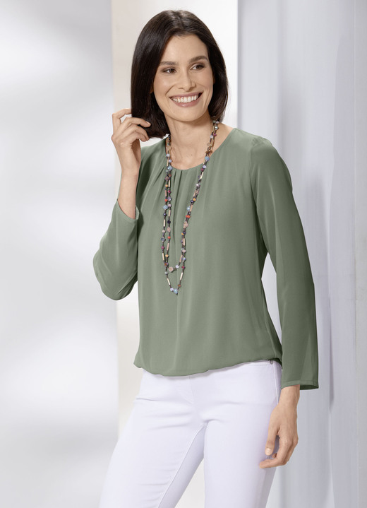 Langarm - Unifarbene Tunika, in Größe 036 bis 052, in Farbe FLIEDER Ansicht 3