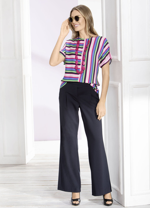 Kurzarm - Schicke Tunika, in Größe 036 bis 052, in Farbe ROSÈ-MARINE-BUNT Ansicht 2