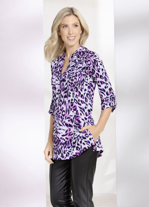 Tuniken - Shirt-Tunika mit Stehkragen Ansicht 2 Tuniken - Shirt-Tunika mit Stehkragen, in Größe 036 bis 054, in Farbe ECRU-ROSA-BUNT Ansicht 2