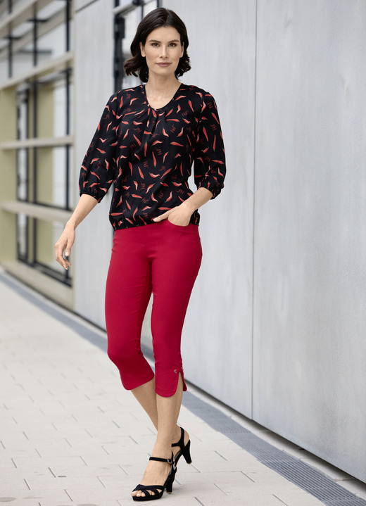 3/4-Arm - Tunika mit Inkjet-Druck, in Größe 036 bis 052, in Farbe SCHWARZ-ROT-GRÜN Ansicht 2