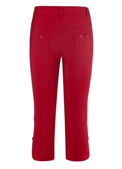 - Caprihose mit abgerundeten Schlitzen an den Beinabschlüssen Ansicht 2 - Caprihose mit abgerundeten Schlitzen an den Beinabschlüssen, in Größe 018 bis 052, in Farbe ROT Ansicht 2