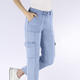Hosen - Knöchellange Cargojeans, in Größe 017 bis 050, in Farbe HELLBLAU – Farbe HELLBLAU – Ansicht 3