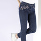 Hosen - Jeans mit handbemalten, floralen Motiven – Farbe DUNKELBLAU – Ansicht 3 Hosen - Jeans mit handbemalten, floralen Motiven, in Größe 017 bis 052, in Farbe DUNKELBLAU – Farbe DUNKELBLAU – Ansicht 3