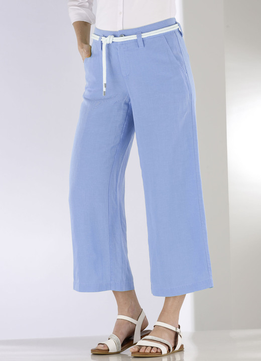 Hosen - Culotte mit angesagtem Kordelgürtel, in Größe 018 bis 052, in Farbe AZURBLAU Ansicht 3
