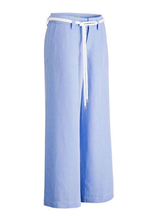 Hosen - Culotte mit angesagtem Kordelgürtel, in Größe 018 bis 052, in Farbe AZURBLAU Ansicht 1