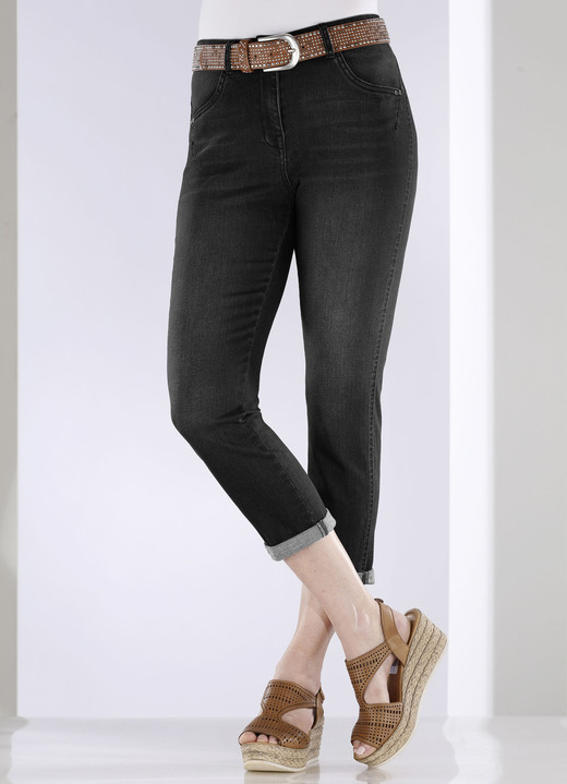 Hosen mit Knopf- und Reißverschluss - Jeans mit Push-up-Effekt Ansicht 12 Hosen mit Knopf- und Reißverschluss - Jeans mit Push-up-Effekt, in Größe 017 bis 052, in Farbe DUNKELBLAU Ansicht 12