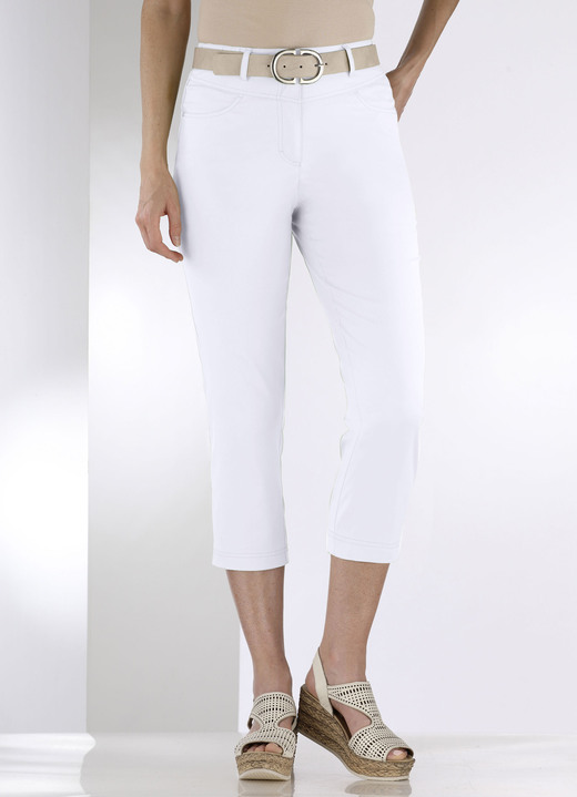 Hosen mit Knopf- und Reißverschluss - Caprihose in 4-Pocket-Form, in Größe 018 bis 052, in Farbe HELLBLAU Ansicht 11