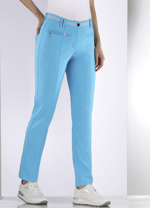 Hosen mit Knopf- und Reißverschluss - Aufwendig gearbeitete Hose, in Größe 017 bis 052, in Farbe TÜRKIS Ansicht 3