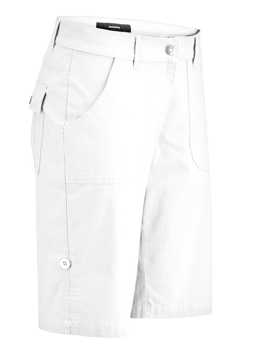Hosen mit Knopf- und Reißverschluss - Bermudas mit Zierriegel Hosen mit Knopf- und Reißverschluss - Bermudas mit Zierriegel, in Größe 034 bis 052, in Farbe WEISS