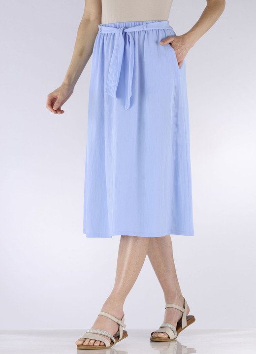 Uni - Rock mit Stoffbindeband, in Größe 018 bis 052, in Farbe HELLBLAU Ansicht 2