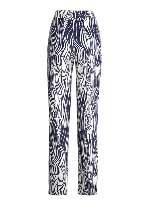 Hosen - Hose in ausdrucksstarker Dessinierung, in Größe 018 bis 052, in Farbe DUNKELBLAU-WEISS Ansicht 2