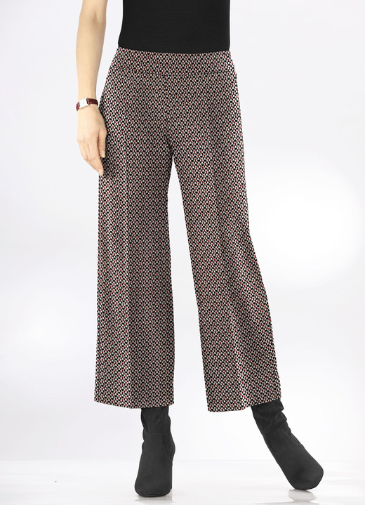Hosen in Schlupfform - Culotte in bequemer Schlupfform, in Größe 036 bis 054, in Farbe BEIGE-SCHWARZ-TÜRKIS Ansicht 2