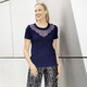 Blusen & Tuniken - Shirt-Tunika mit Netz-Einsatz – Farbe MARINE Blusen & Tuniken - Shirt-Tunika mit Netz-Einsatz, in Größe 036 bis 054, in Farbe SCHWARZ
