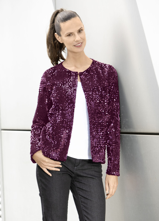 Blusen & Tuniken - Blusenjacke mit Pailletten, in Größe 036 bis 052, in Farbe MARINE Ansicht 3