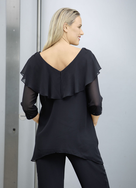 Blusen & Tuniken - Kombination, 2 tlg. mit funkelnden Zierperlen, in Größe 036 bis 052, in Farbe SCHWARZ Ansicht 2