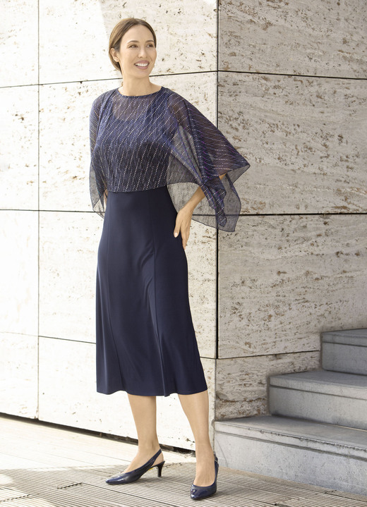 Abendkleider - Kleid, 2tlg. mit abnehmbarem Ponchoüberwurf, in Größe 036 bis 054, in Farbe NACHTBLAU Ansicht 2