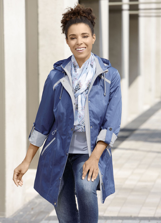 Lang - Longjacke mit krempelbaren Ärmeln Ansicht 4 Lang - Longjacke mit krempelbaren Ärmeln, in Größe 036 bis 054, in Farbe JEANSBLAU Ansicht 4