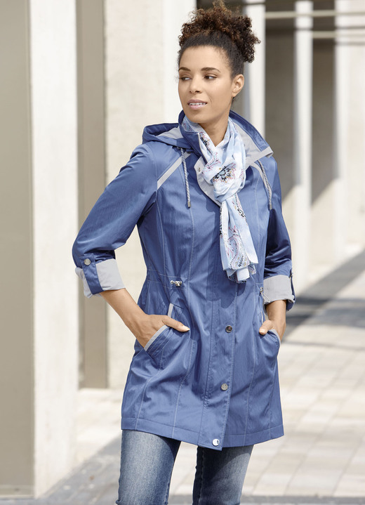 Lang - Longjacke mit krempelbaren Ärmeln Ansicht 3 Lang - Longjacke mit krempelbaren Ärmeln, in Größe 036 bis 054, in Farbe JEANSBLAU Ansicht 3